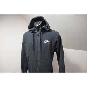 Nike Hoodie Cotton Blend Performance Full Zip Black Athletic Jacket Mens Small